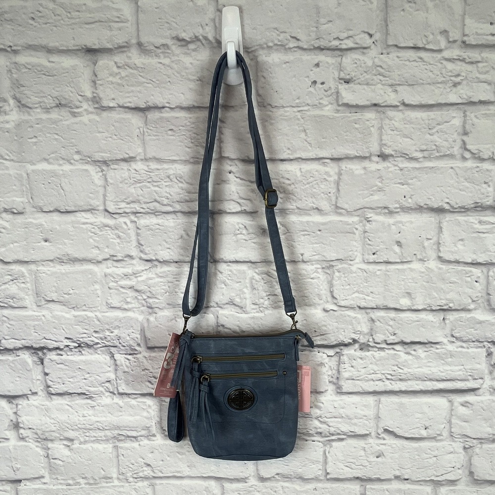 NWT Stone Mountain Sydney Blue Vinyl Crossbody Bag